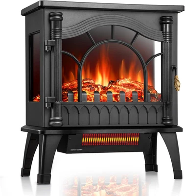 Freestanding Electric Fireplace Stove with Realistic Flame, 5100 BTU Electric Fi - Image 1 of 4