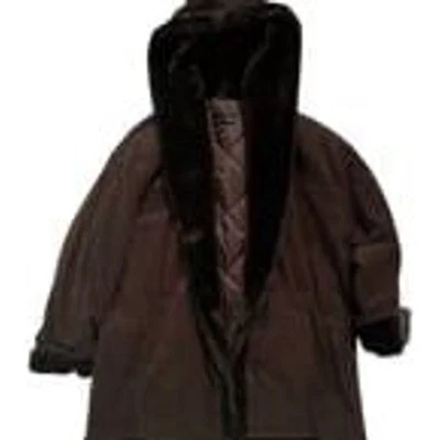 Gallery Woman Dark Brown Heavy Suede Plush Lined Hooded Coat, Size 3X - - Image 1 of 4