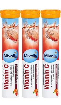 3 X 20 piezas COMPRIMIDOS EFERVESCENTES VITAMINA C MIVOLIS (60 Comprimidos en Total) BBD 10/2026 Foto 1 de 2