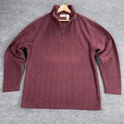 Concepts by Claiborne Sweater Mens XL Burgundy Quarter Zip Mock Neck Textured - Image 1 of 4