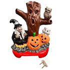 Vintage Lightcraft Halloween Ceramic Lighted Decoration Spooky Tree Witch Jack O