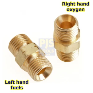 3/8 x 3/8 bsp brass gas welding hose couplers oxygen right or fuels left - Picture 1 of 1