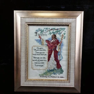Framed Needlepoint   "Footprints" 29 cm 2009   Poem with Jesus  - Picture 1 of 10
