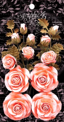 Graphic45 PRECIOUS PINK Rose Bouquet (15pc) scrapbooking COLLAGE Altered Art - Image 1 of 2