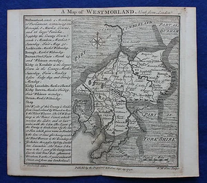 Original antique copper-engraved map WESTMORLAND, Badeslade & Toms, 1742 - Picture 1 of 2