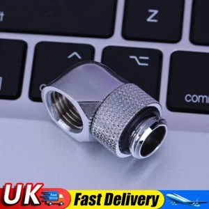 G1/4 Inner Outer Dual Thread 90 Degree Rotary Water Tube Connector(Silver) UK - Bild 1 von 8
