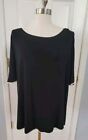 Cable and Gauge Top Women Sz 3X  Black / White Short Sleeve BLOUSE DRESSY TOP