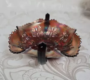 Fenton Amethyst Carnival Glass Butterfly bon bon 2 handles READ - Picture 1 of 8