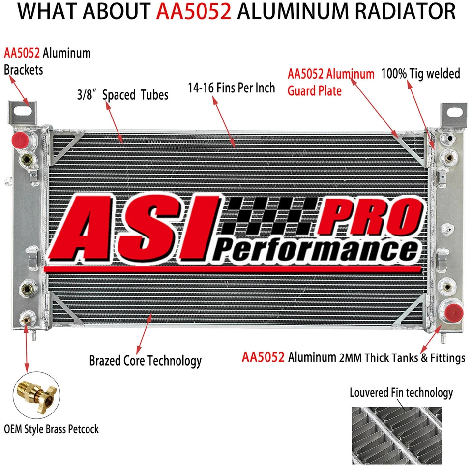 3 Row Radiator For 2003-2013 04 Chevy Silverado Tahoe GMC Sierra Yukon 1500,2500 - Image 1 of 4