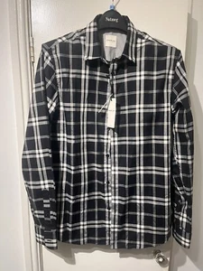 JACK & JONES PREMIUM BLACK CHECK SEMI FITTED COTTON BUTTON COLLAR SHIRT Large - Picture 1 of 6