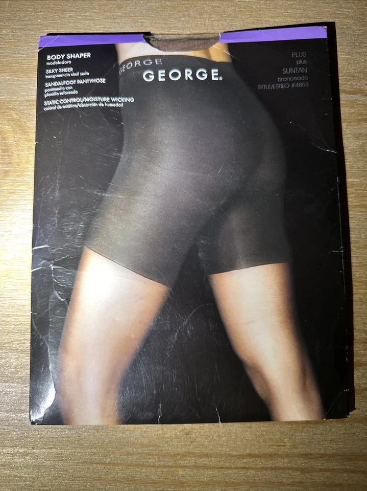 1 PR GEORGE PANTYHOSE BODY SHAPER SILKY SHEER SAND SIZE: PLUS PLUS, COLOR SUNTAN - Image 1 of 2