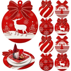 8 Pcs Christmas Placemat Christmas Balls Place Mats Washable Table Merry Chri... - Picture 1 of 7