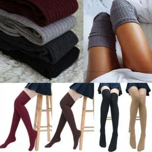 Women Winter Wool Warm Knit Over Knee Thigh High Stockings Boot Socks Leggings - Picture 1 of 15