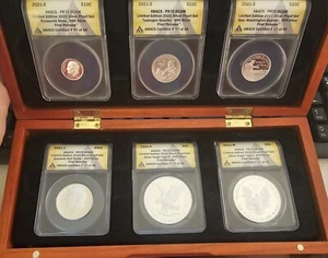 2021-S&W ANACS US Silver Proof 6-Coin Set PR70 First Release Ltd. #07 of 49 Each - Picture 1 of 5
