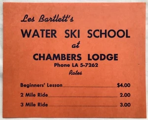 VTG Lake Tahoe Les Bartlett’s Water Ski school Chambers Lodge Price Sheet 1960s - Picture 1 of 3