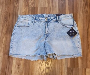 Neu mit Etikett Ava & Viv Mid-Rise Midi ausgefranster Saum Shorts Größe 24W - Bild 1 von 7