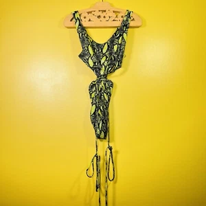 NEW Fashion Nova Vitamin Sea Swimsuit Green Combo Snakeprint 1X NWT One Piece - Picture 1 of 8