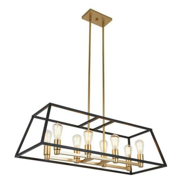 Artika Carter Long 8-Light Chandelier - Black Matte