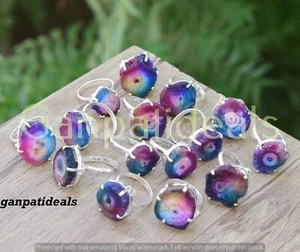 BULK SALE ! Solar Druzy Gemstone Rings Wholesale Lot 925 Silver Plated Rings Lot - Picture 1 of 5
