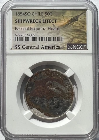 SS CENTRAL AMERICA 1854SO CHILE 50 CENTAVOS SSCA TREASURE PASCUAL ESQUERRA HOARD Cover