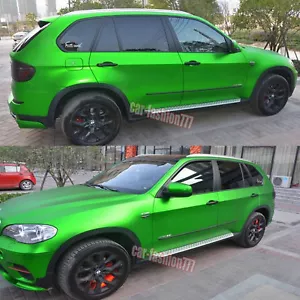 Green Flexible Entire Car Auto Wrap Satin Chrome Metallic Vinyl Trim Sticker AB - Foto 1 di 8