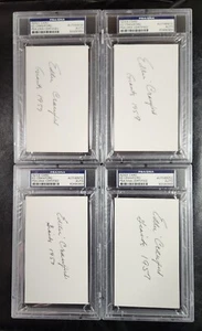 Lot (4) Ed Crawford New York Giants 1957 Signed 3x5 Index Cards Mississippi PSA - Picture 1 of 11
