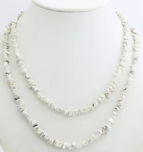 HOWLITH (Weiss) Edelstein KETTE endlos 90 cm lang Splitterkette, Halskette ,Top - Bild 1 von 1