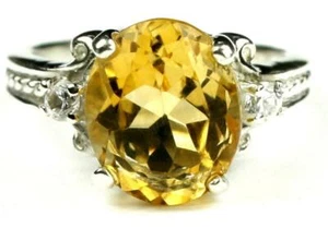 925 Sterling Silver Ladies Ring, Citrine, SR136 - Picture 1 of 5