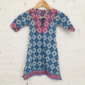 Calypso St Barth girls embroidered 3/4 sleeve peasant dress blue 2 - Picture 1 of 8