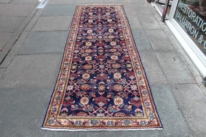 Tapis Couloir Oriental En Laine Fait Main Traditionnel Vintage Bleu 274x92cm - Imagen 1 de 14