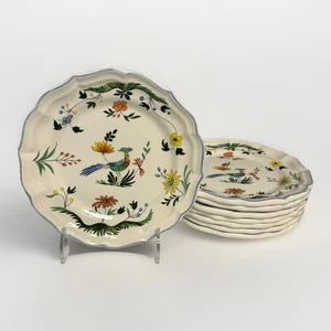 8er Set Gien Oiseau de Paradis 7 1/4" Salat Dessert Teller Paradiesvogel Note - Bild 1 von 16
