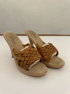 Vintage Braided Leather High Heel Slides By Graceland Size 8 - Picture 1 of 10