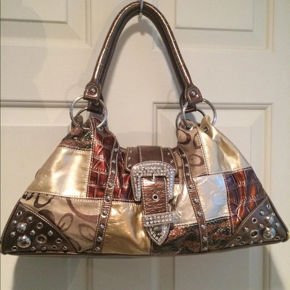 Bolso de Hombro GG...ING Patchwork Metálico y Estampado de Logo Foto 1 de 4