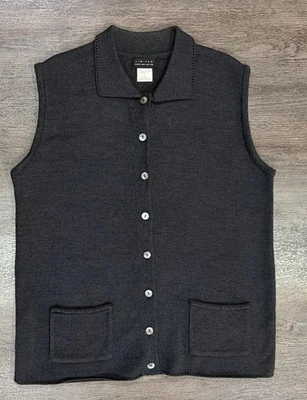 The Limited~Chaleco gris abotonado para mujer~Talla L~50% lana merina~50% acrílico Foto 1 de 4