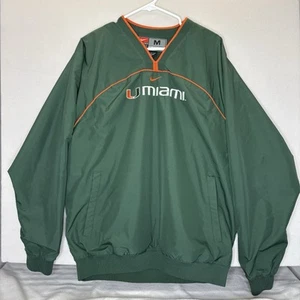Nike Men’s Jacket Miami Hurricanes Green Pullover M Windbreaker Stitched Vintage - Picture 1 of 13