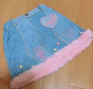 Mezzo piano Denim Skirt H 120cm Blue Heart Embroidery Childrens Clothing - Picture 1 of 5