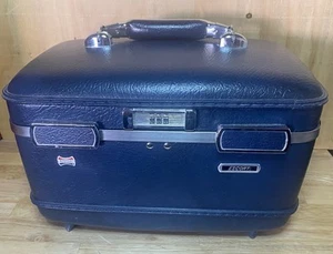 Vintage blau American Tourister Escort Zug Koffer Zahlenschloss & Spiegelfach - Bild 1 von 7