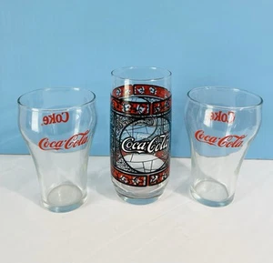 Coca Cola Glass Coke Red Print Tumbler Script Logo Collectible Drinking Glasses - Picture 1 of 13