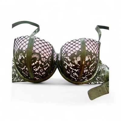 Victorias Secret Very Sexy Balconette Bra Black Lilac Purple Faux Leather 32C - Image 1 of 4