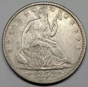 1853 50c Seated Liberty Half Dollar Arrows & Rays XF Great Detail *F995 - Picture 1 of 2