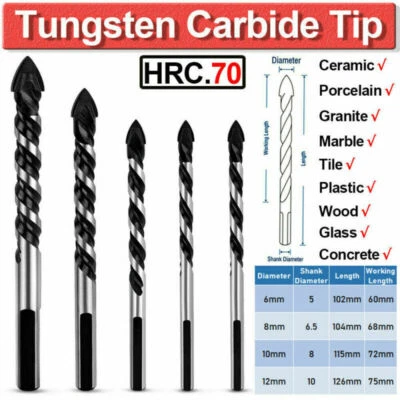 5Pcs Dry Diamond Drill Bits For Granite Tile Glass Porcelain Marble Ceramic Set - Image 1 of 4