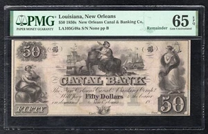1850’s $50 NEW ORLEANS CANAL & BANKING CO. LOUISIANA OBSOLETE PMG GEM UNC-65EPQ - Bild 1 von 2
