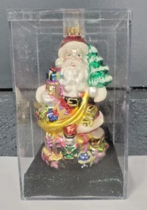 Vintage 2003 handgefertigter 5" Glas Weihnachtsschmuck Weihnachtsmann von Target im Etui - Bild 1 von 11