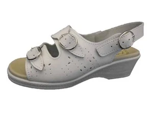 Sandali donna bianchi pelle plateau casual formali scarpe da spiaggia mules UK 3 - 7,5 - Foto 1 di 1