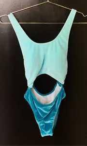 Neu mit Etikett Victoria's Secret Pink Damen Samt Ausschnitt Einteiler Badeanzug blau Medium - Bild 1 von 13