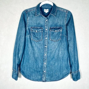 J Crew Jeanshemd Damen 0 Blau Chambray Pearl Snap Western - Bild 1 von 11