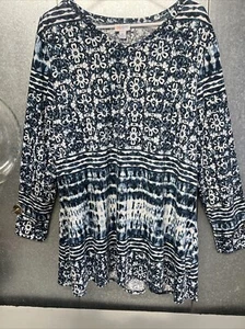 Lularoe Langarm Gr. XL High Low blau Muster  - Bild 1 von 18