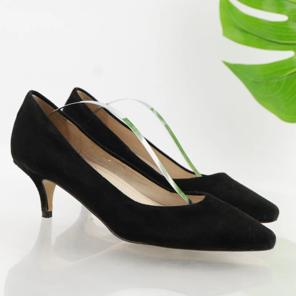 ALL BLACK Womens Pump Size 39 8 Black Suede Kitten Heel Pointed Dress Shoe - Image 1 of 4