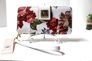 Stone Mountain White/Multi Floral Print Bonded Leather Wristlet Wallet NWT $68 - Picture 1 of 11