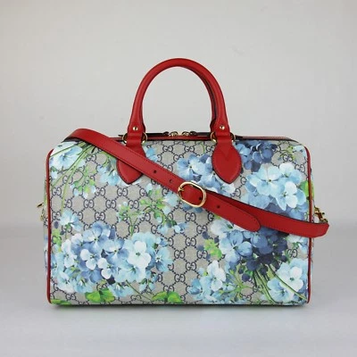 Gucci бежевый/синий GG с покрытием холст Bloom Boston верхняя ручка сумка w/коробка 409527 8492 - Изображение 1 из 4